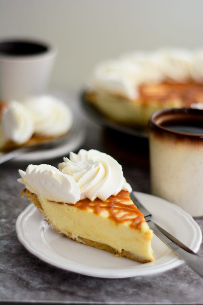 Ackee chiffon pie, light enough for dessert after a heavy meal with a cup of black coffee
